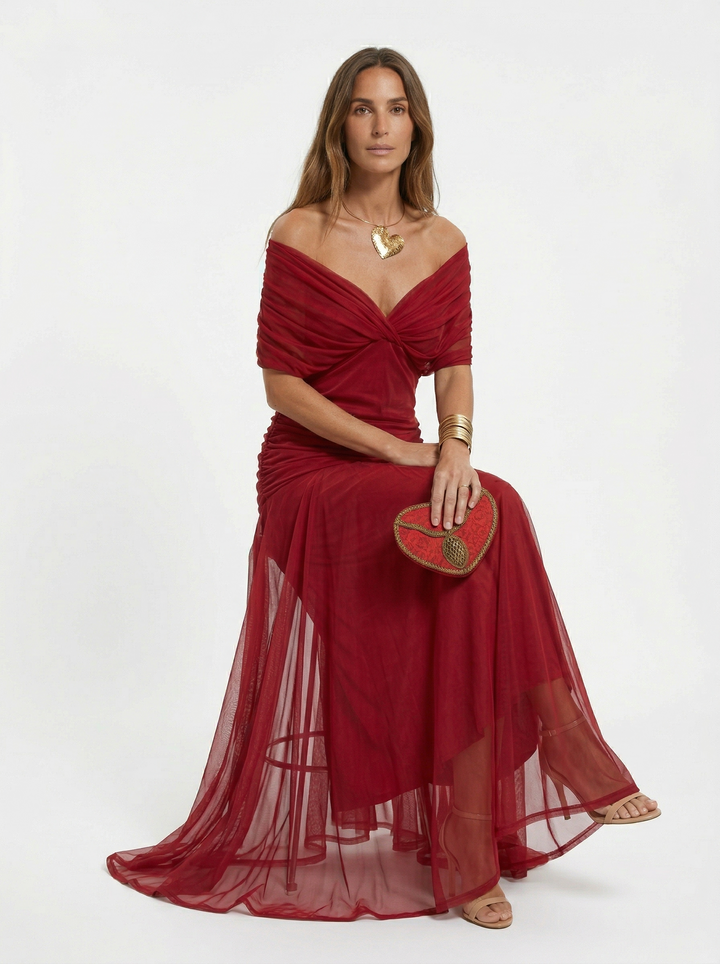 Robe longue à col en V
