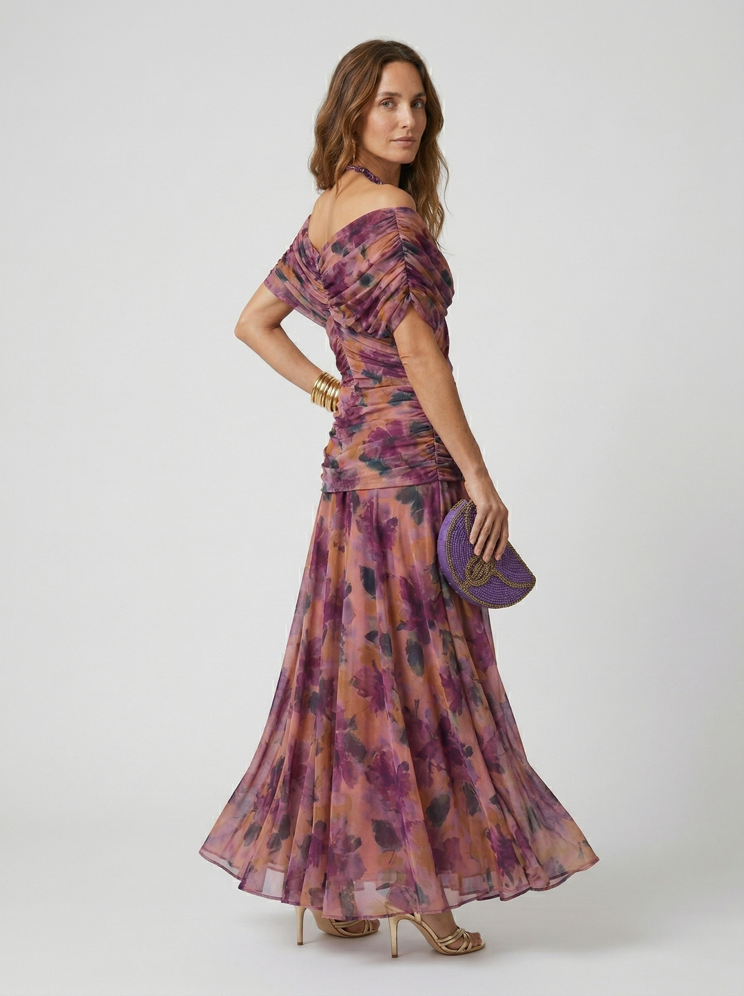 Robe longue à col en V
