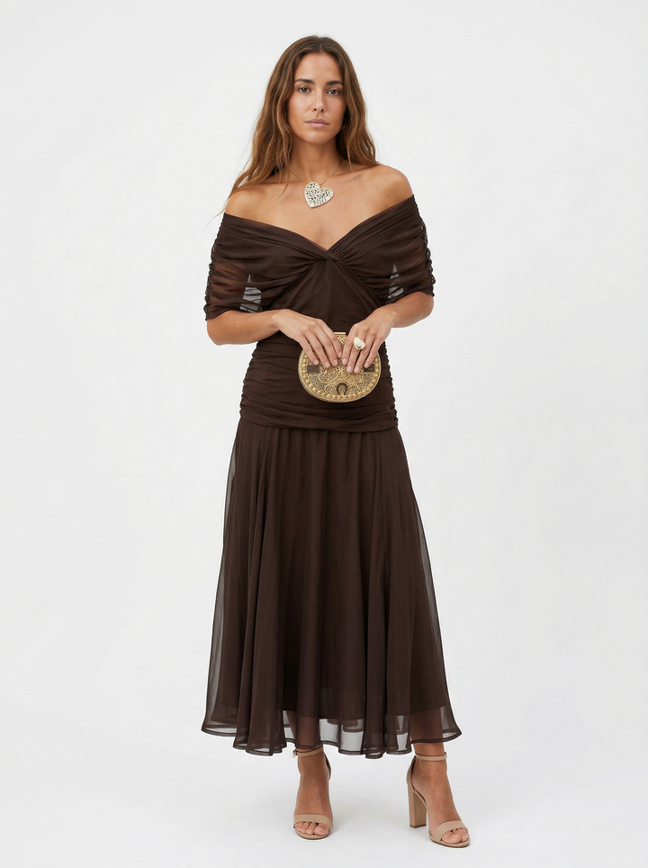 Robe longue à col en V