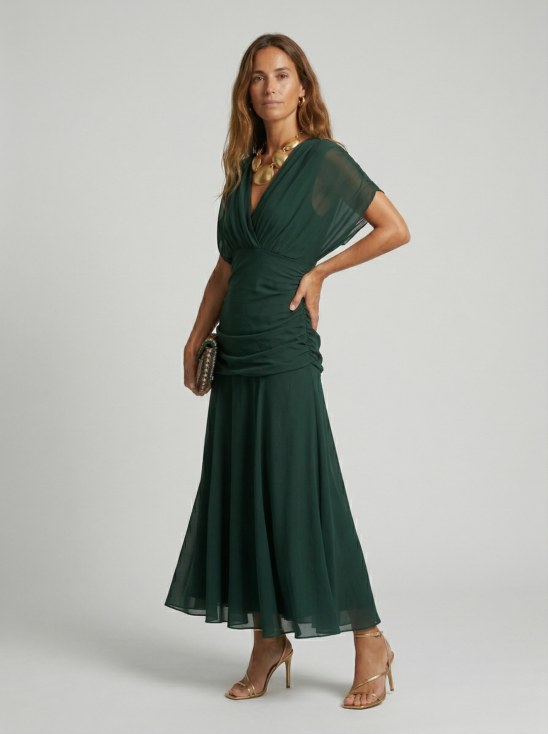 Robe Longue Imprimée Épaules Dénudées