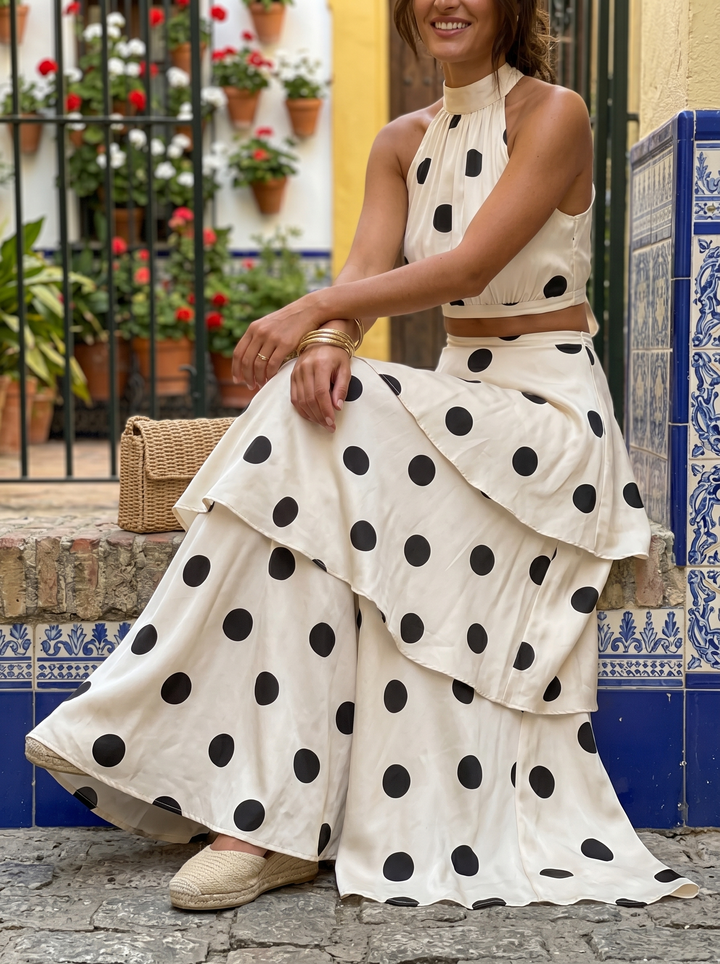 Ensemble Deux Pièces Imprimé à Pois