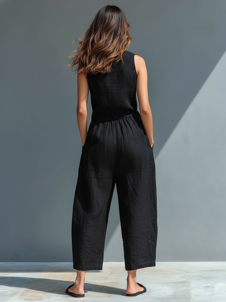 Vittoria | Combinaison minimaliste en lin noir