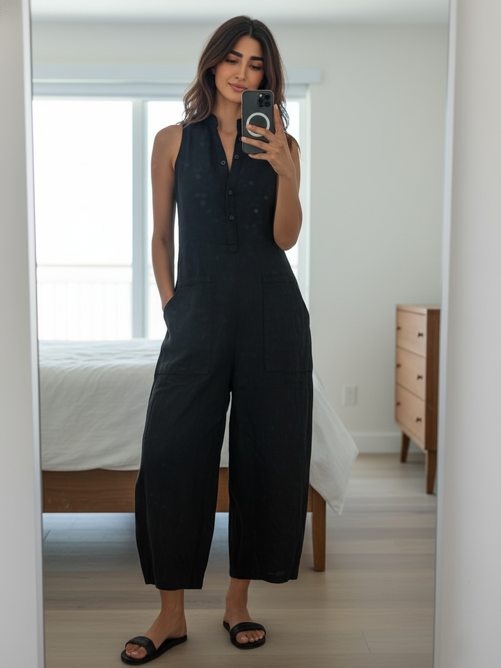 Vittoria | Combinaison minimaliste en lin noir