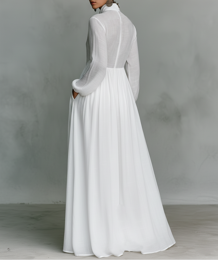 Elisa · Robe Longue Minimaliste à Col Montant