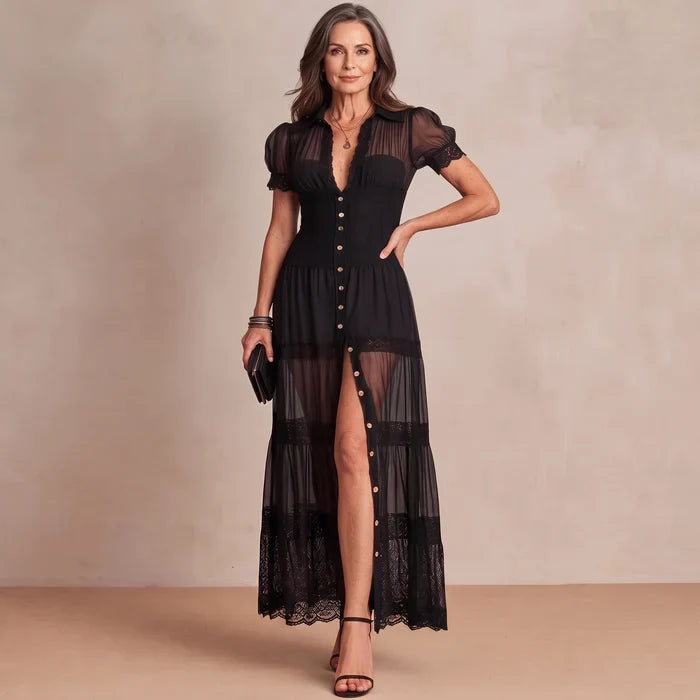 Sophia | Robe maxi en dentelle transparente
