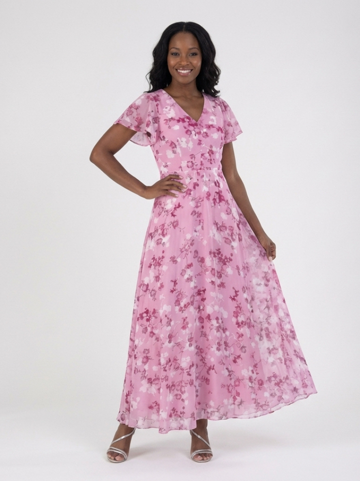 Ismeria | Robe Maxi Florale en Mousseline