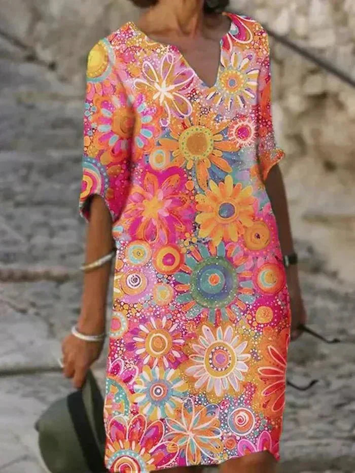 Leila | Robe Midi Fleurie Éclatante