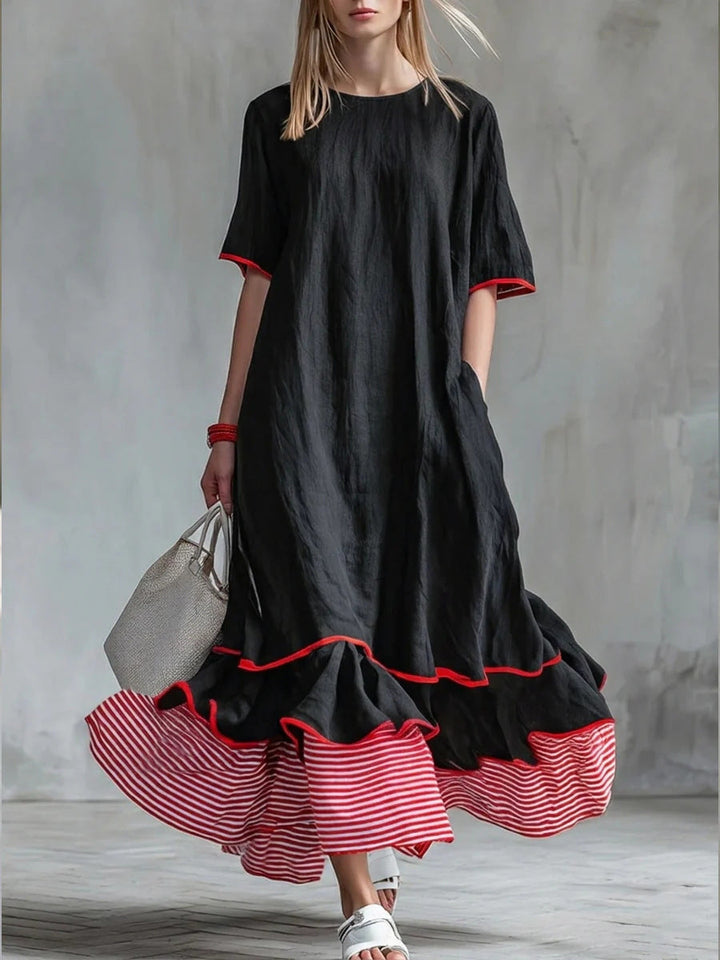 Robe décontractée rayée à empiècements