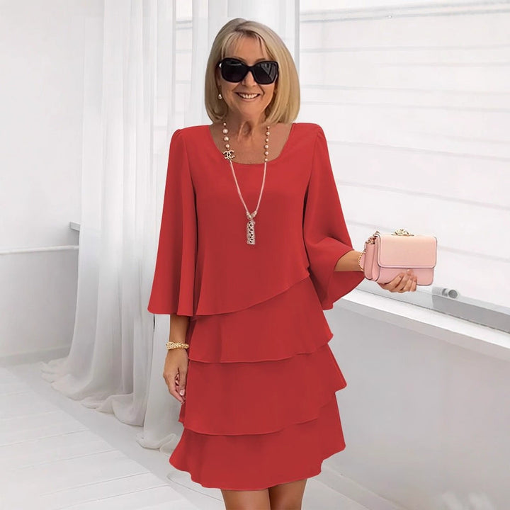 Maria – Robe midi élégante à volants