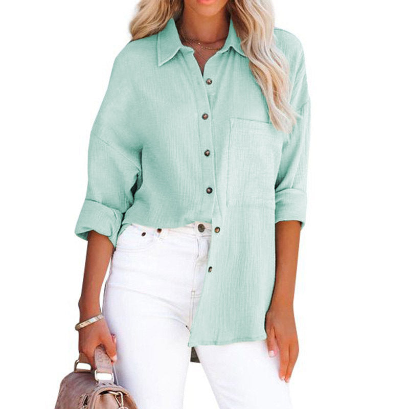 MADELYN | Chemisier Décontracté Boutonné à Manches Longues