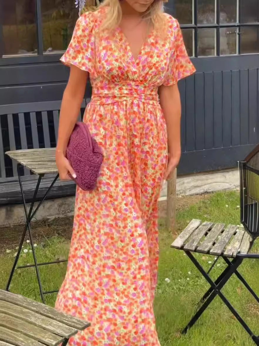 Elis – Robe longue vaporeuse à imprimé floral