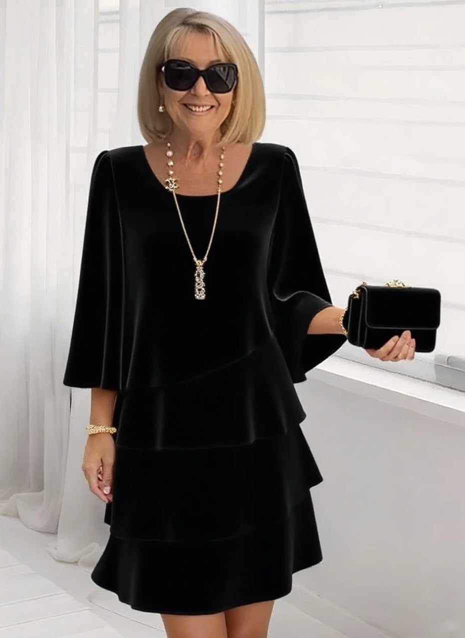 Maria – Robe midi élégante à volants