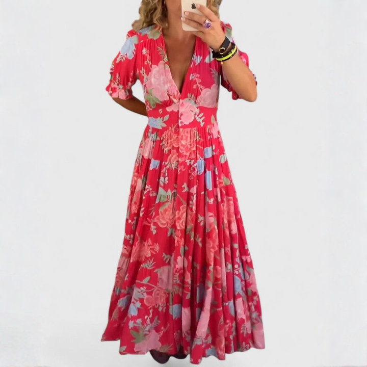 Miriam – Robe fleurie à col en V