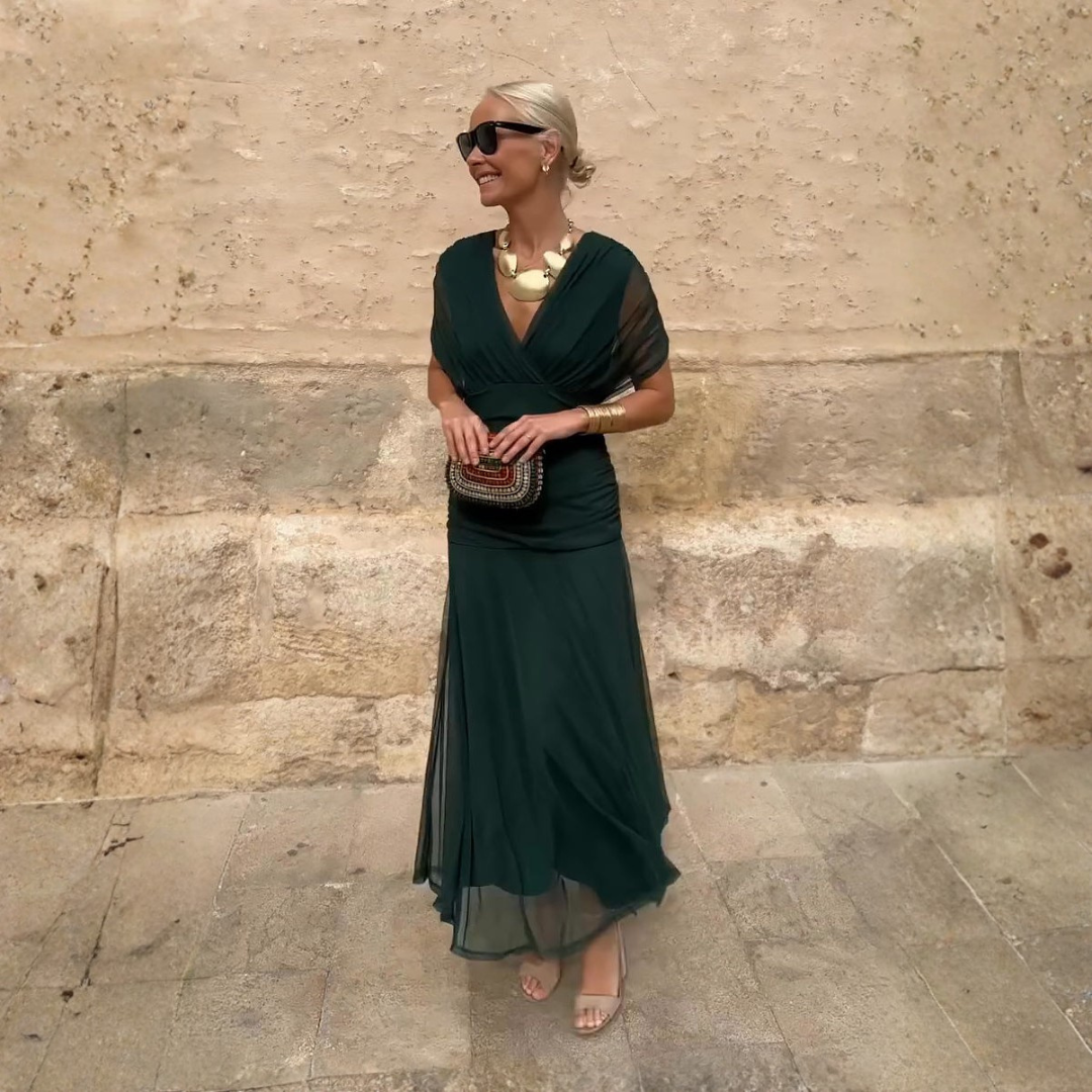 Luisa | Robe longue de fête élégante à col en V