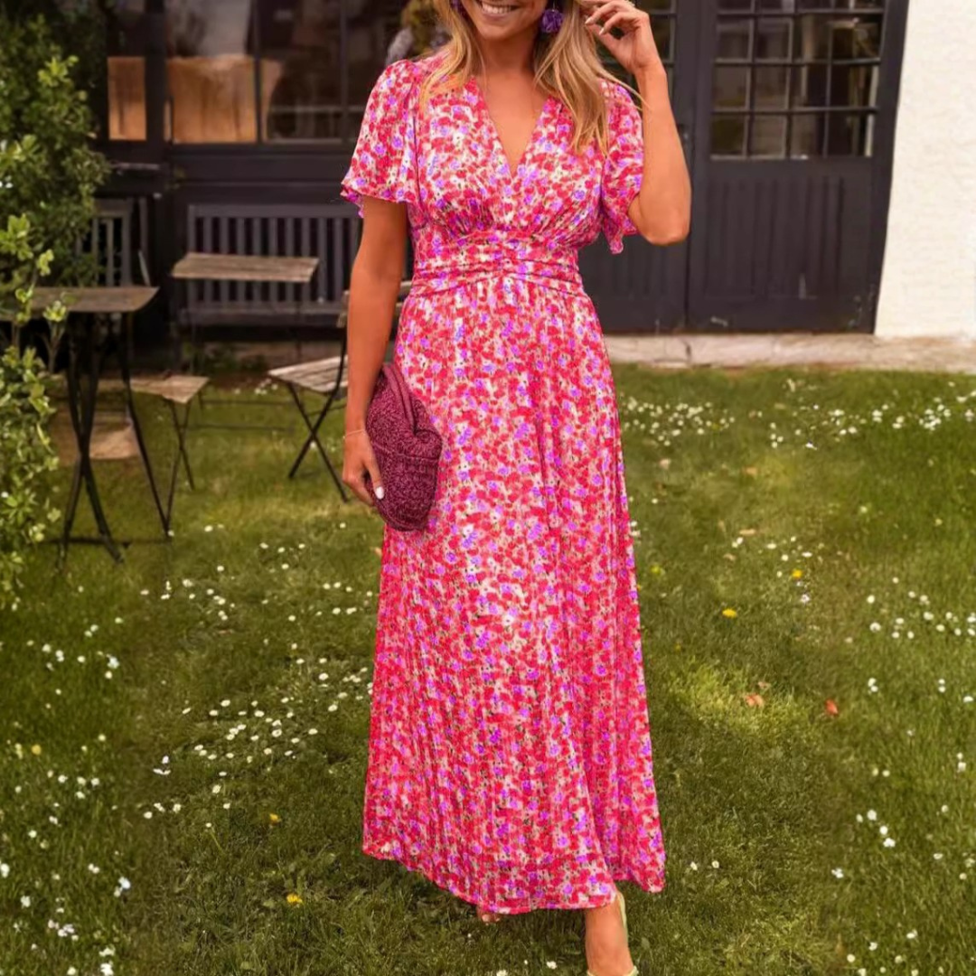 Elis – Robe longue vaporeuse à imprimé floral