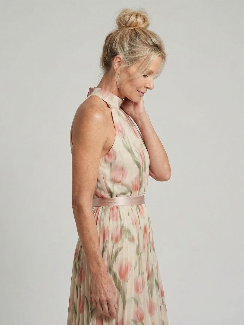 Aurelle | Robe Midi Florale Encolure Halter