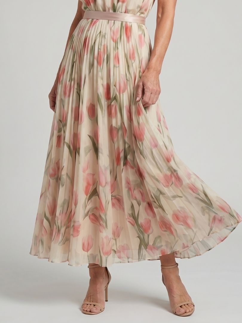 Aurelle | Robe Midi Halter à Imprimé Floral