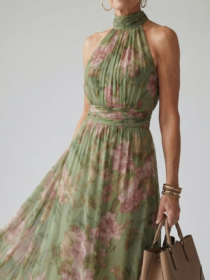 Mirelle | Robe Midi Halter Froncée