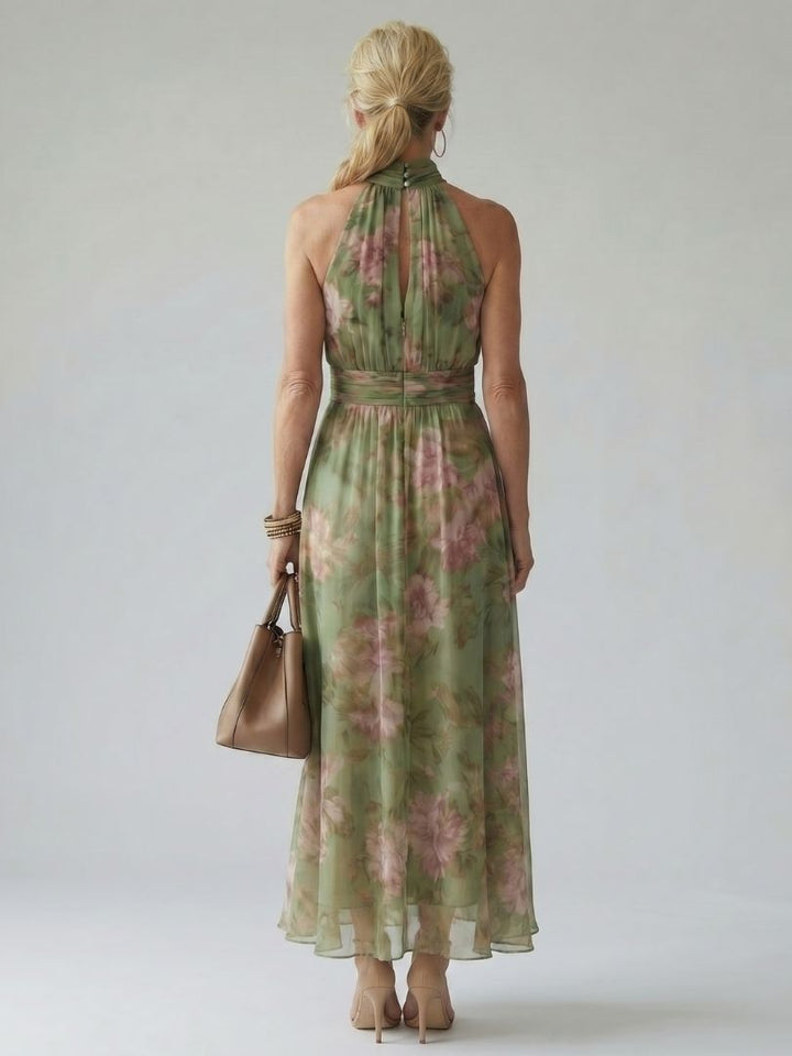 Mirelle | Robe Midi Halter Froncée