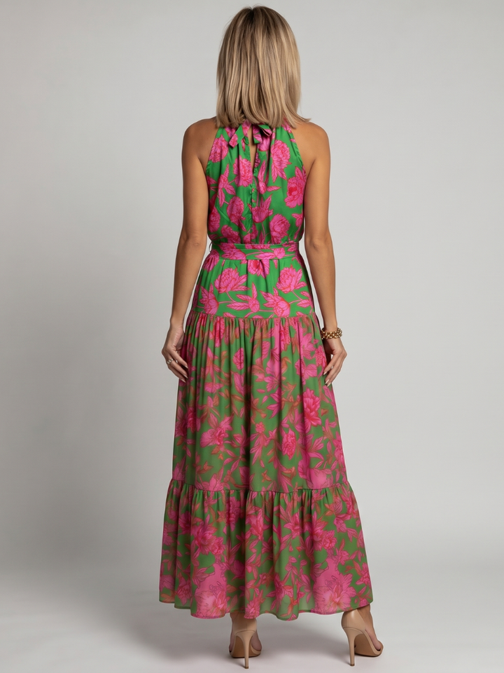 Rosa | Robe midi drapée à encolure halter