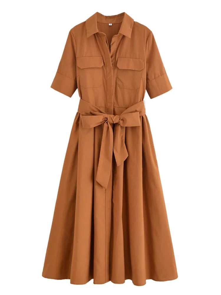 Margot | Robe Chemise à Poches Manches Courtes