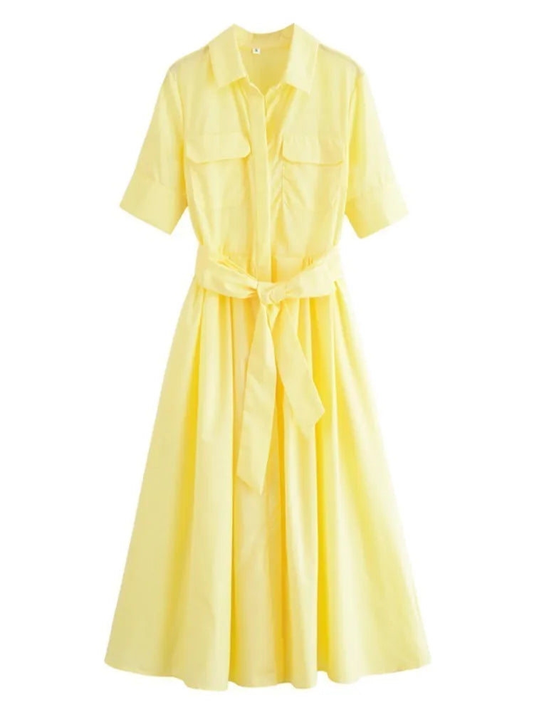 Margot | Robe Chemise à Poches Manches Courtes