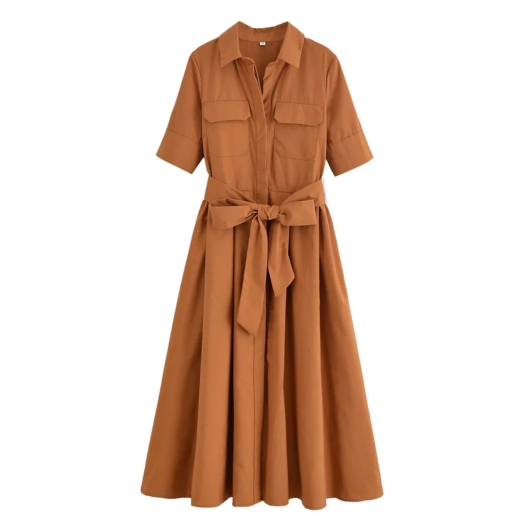 Margot | Robe Chemise à Poches Manches Courtes