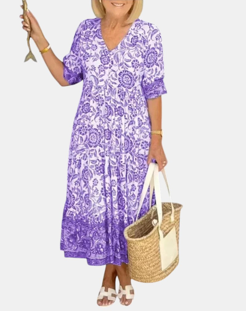Aria™ | Robe Fleurie Élégante Col V