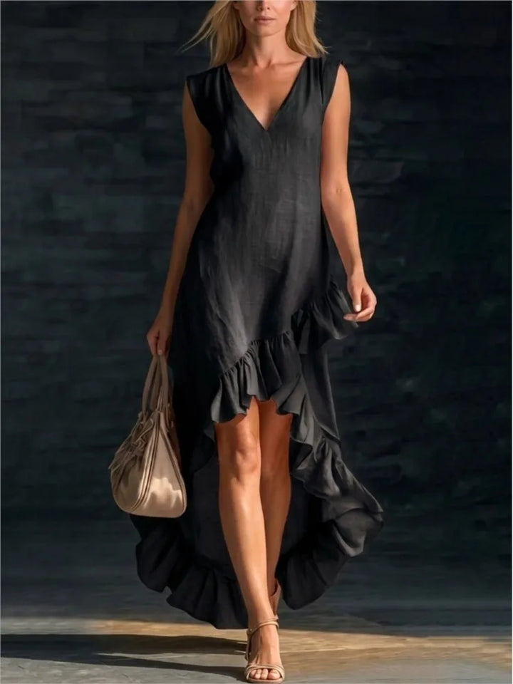 ROWAN | Maxi Robe Sans Manches à Ourlet Volanté