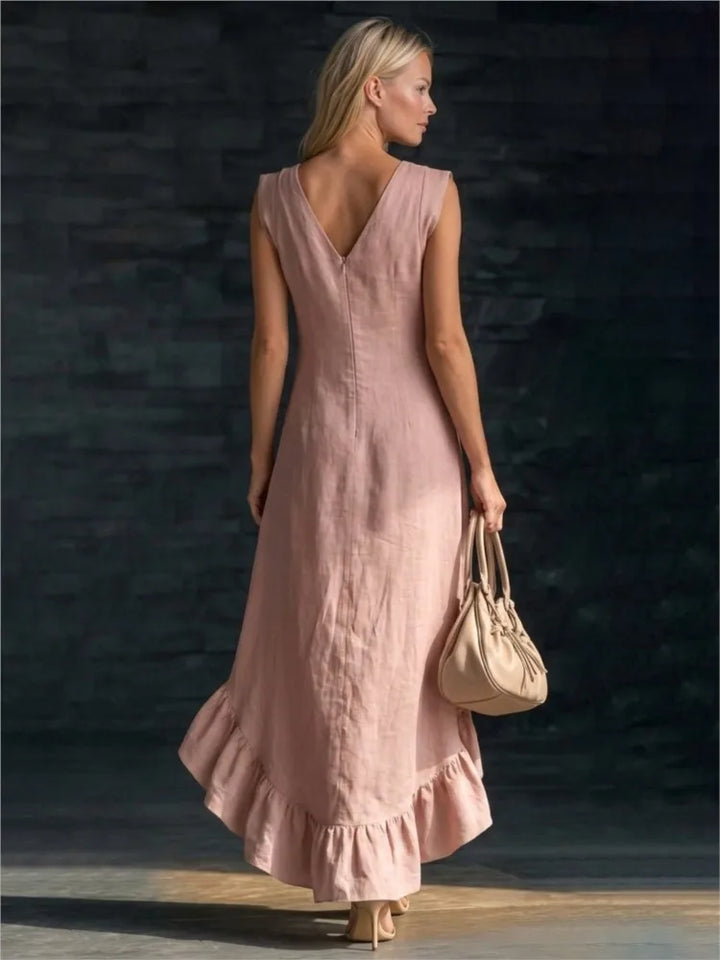 ROWAN | Maxi Robe Sans Manches à Ourlet Volanté