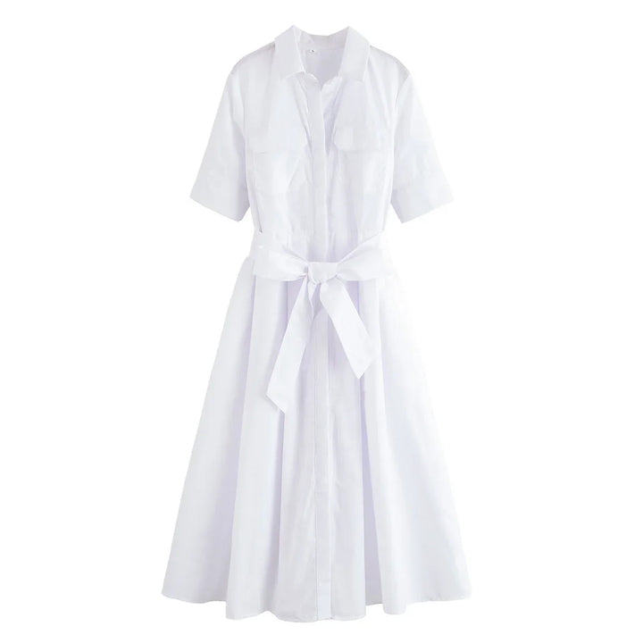 Margot | Robe Chemise à Poches Manches Courtes