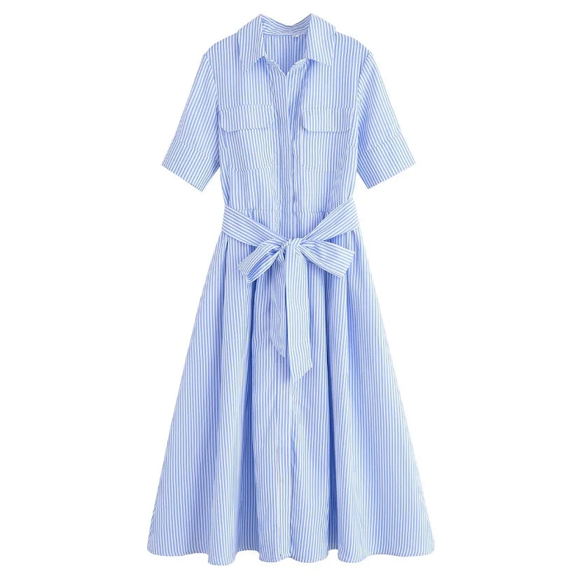 Margot | Robe Chemise à Poches Manches Courtes