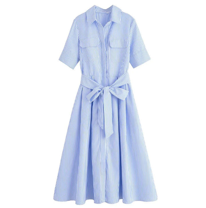 Margot | Robe Chemise à Poches Manches Courtes