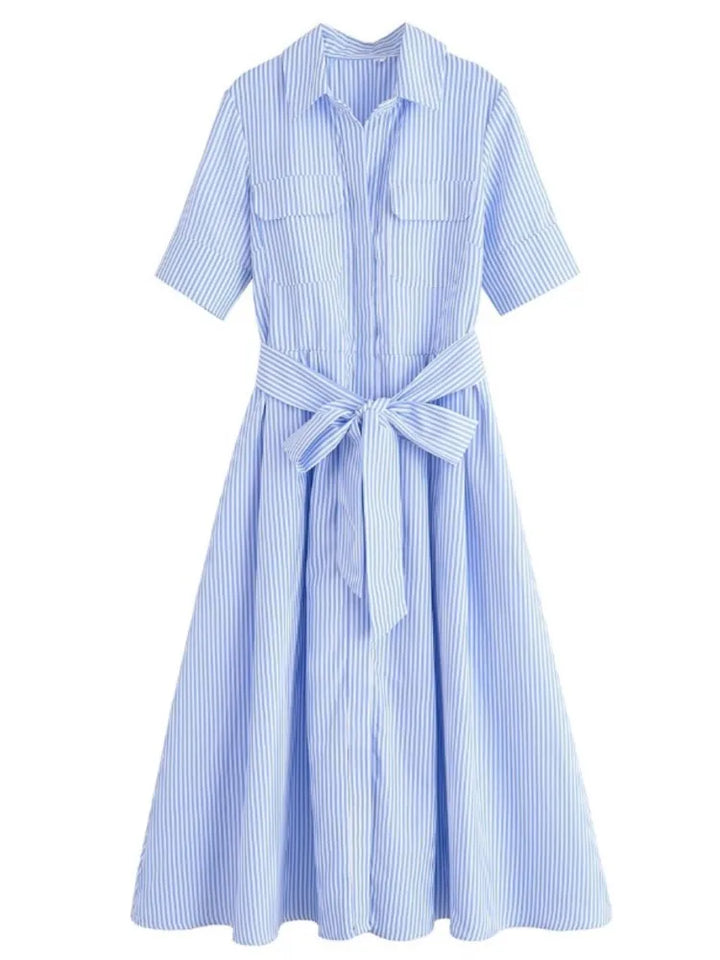 Margot | Robe Chemise à Poches Manches Courtes