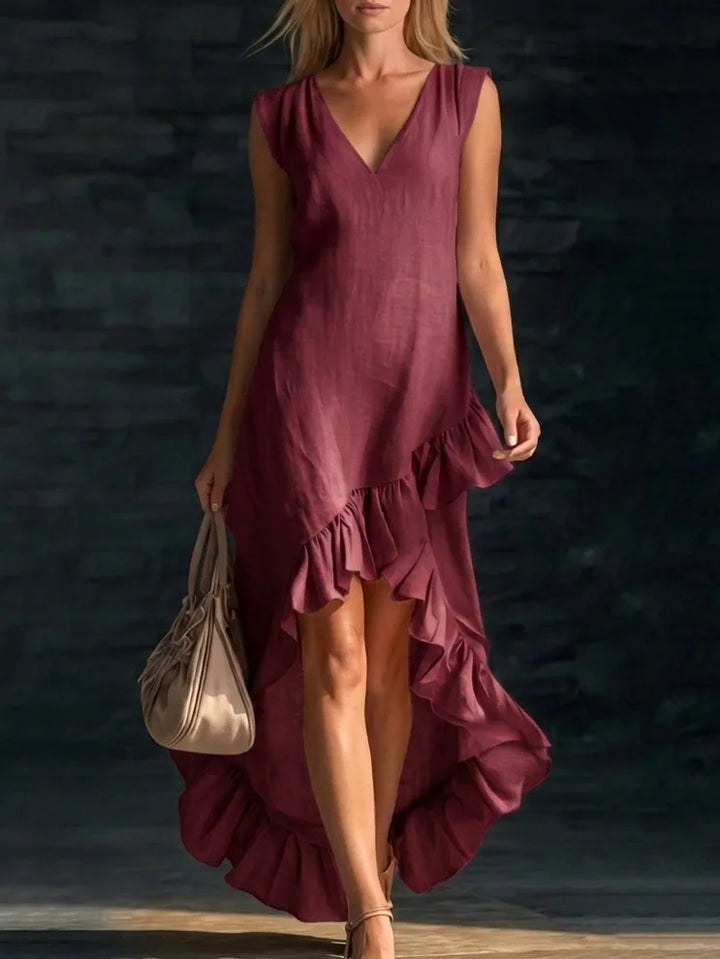 ROWAN | Maxi Robe Sans Manches à Ourlet Volanté