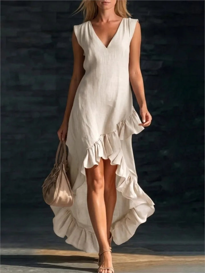 ROWAN | Maxi Robe Sans Manches à Ourlet Volanté