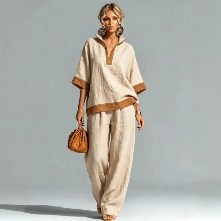 Ensemble Coordonné Femme Style Lin Vintage