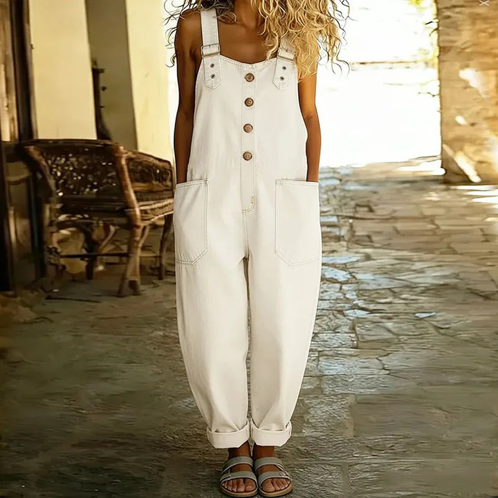 Mae | Salopette en Coton Denim Vintage à Bretelles Réglables