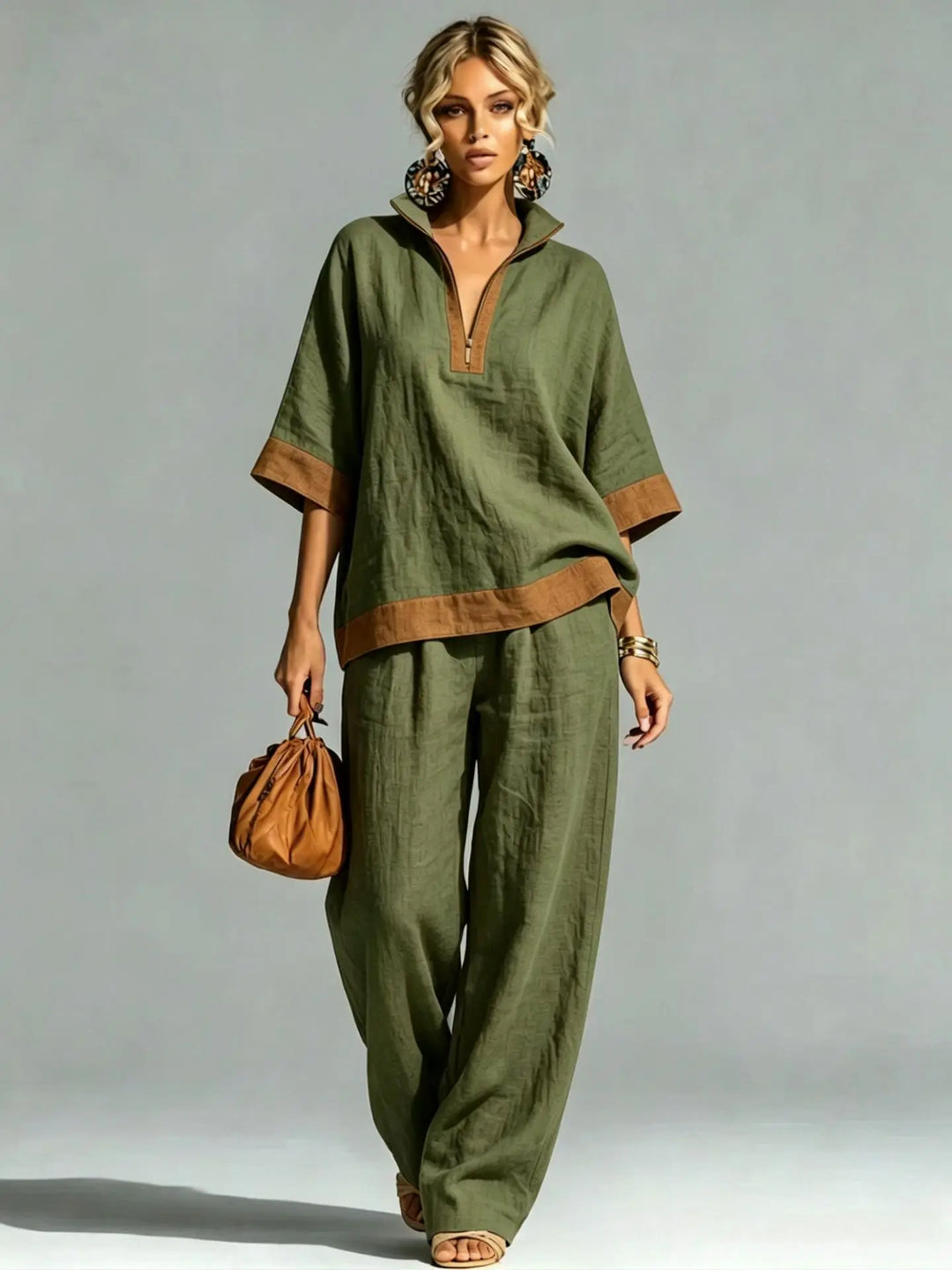 Ensemble Coordonné Femme Style Lin Vintage