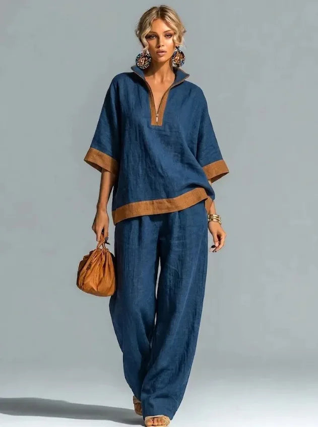 Ensemble Coordonné Femme Style Lin Vintage