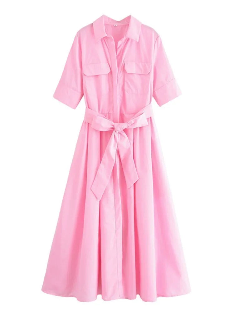 Margot | Robe Chemise à Poches Manches Courtes