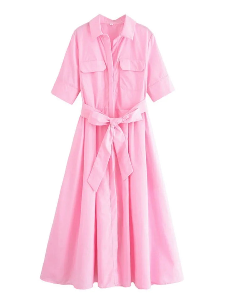 Margot | Robe Chemise à Poches Manches Courtes