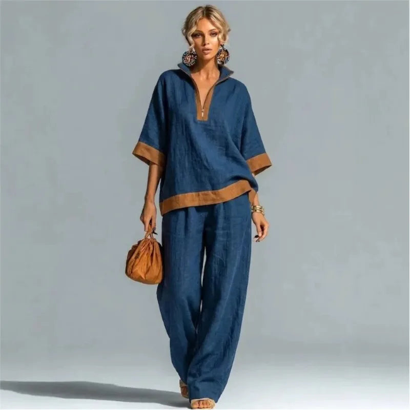 Ensemble Coordonné Femme Style Lin Vintage