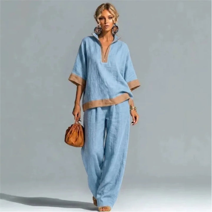 Ensemble Coordonné Femme Style Lin Vintage