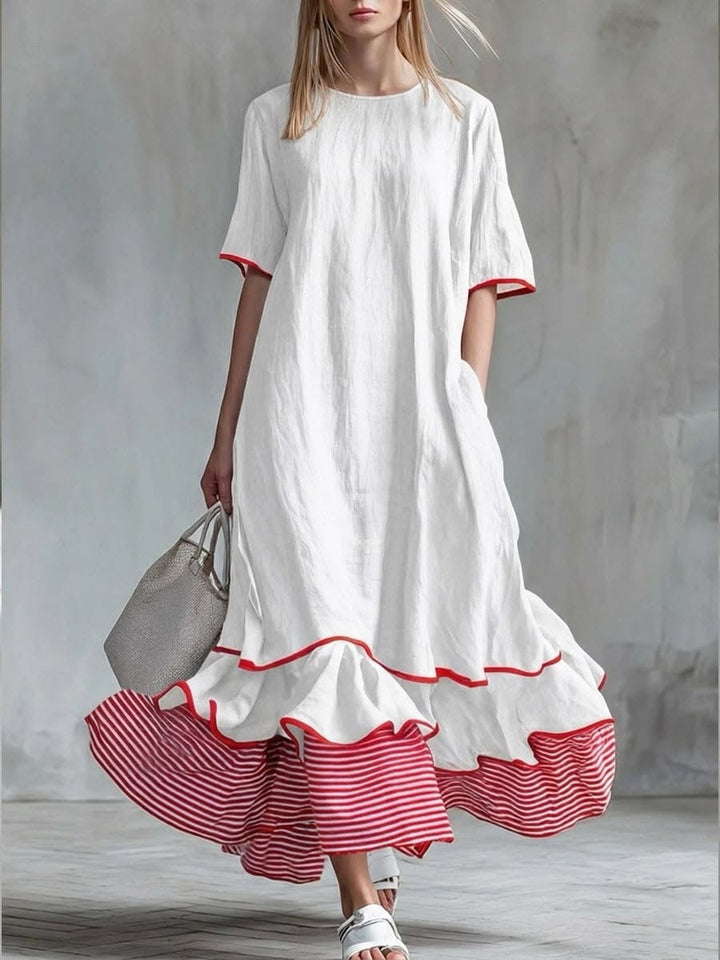 Robe décontractée rayée à empiècements