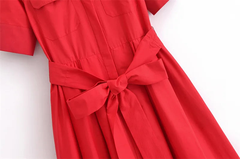 Margot | Robe Chemise à Poches Manches Courtes