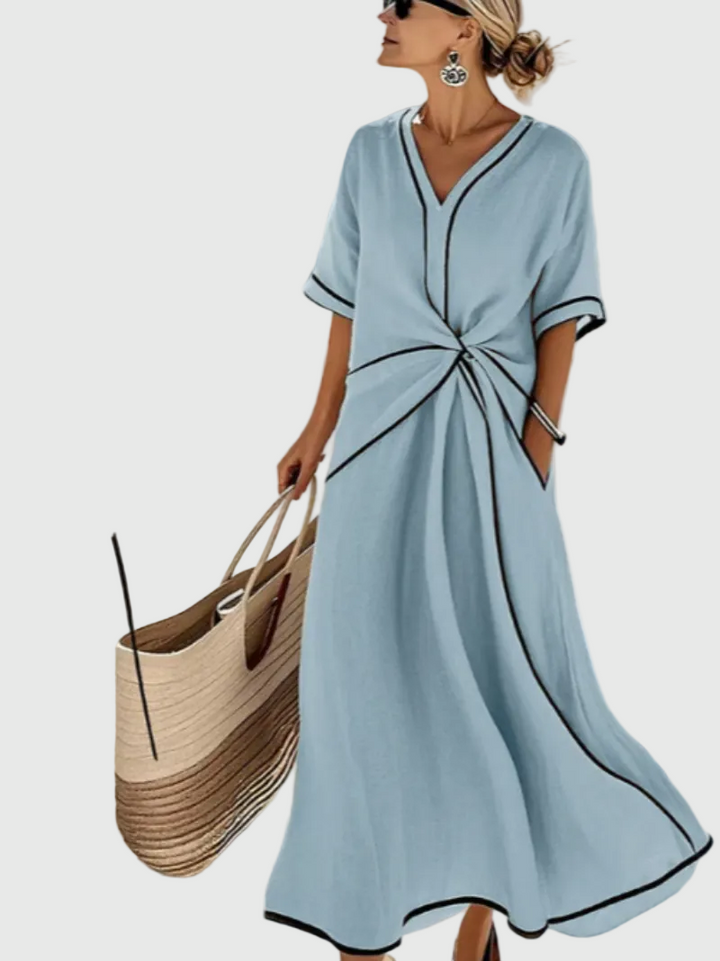 Helena | Robe Maxi Côte Drapée