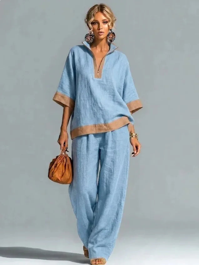 Ensemble Coordonné Femme Style Lin Vintage