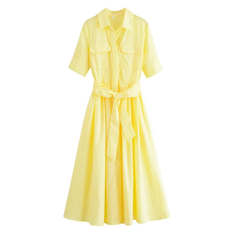 Margot | Robe Chemise à Poches Manches Courtes