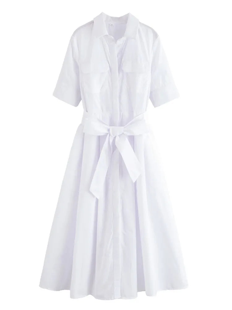 Margot | Robe Chemise à Poches Manches Courtes